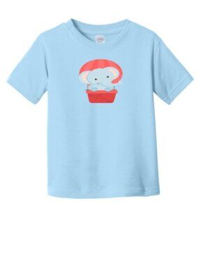 Printed T-shirt, Design Elephant, Color Blue, Unisex, Age 2, Condition New
